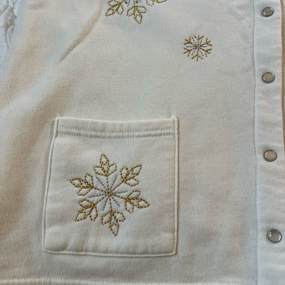 Breckenridge Woman’s L Sweatshirt Cardingan Pearl Snap Winter White Snowmen - Picture 9 of 13